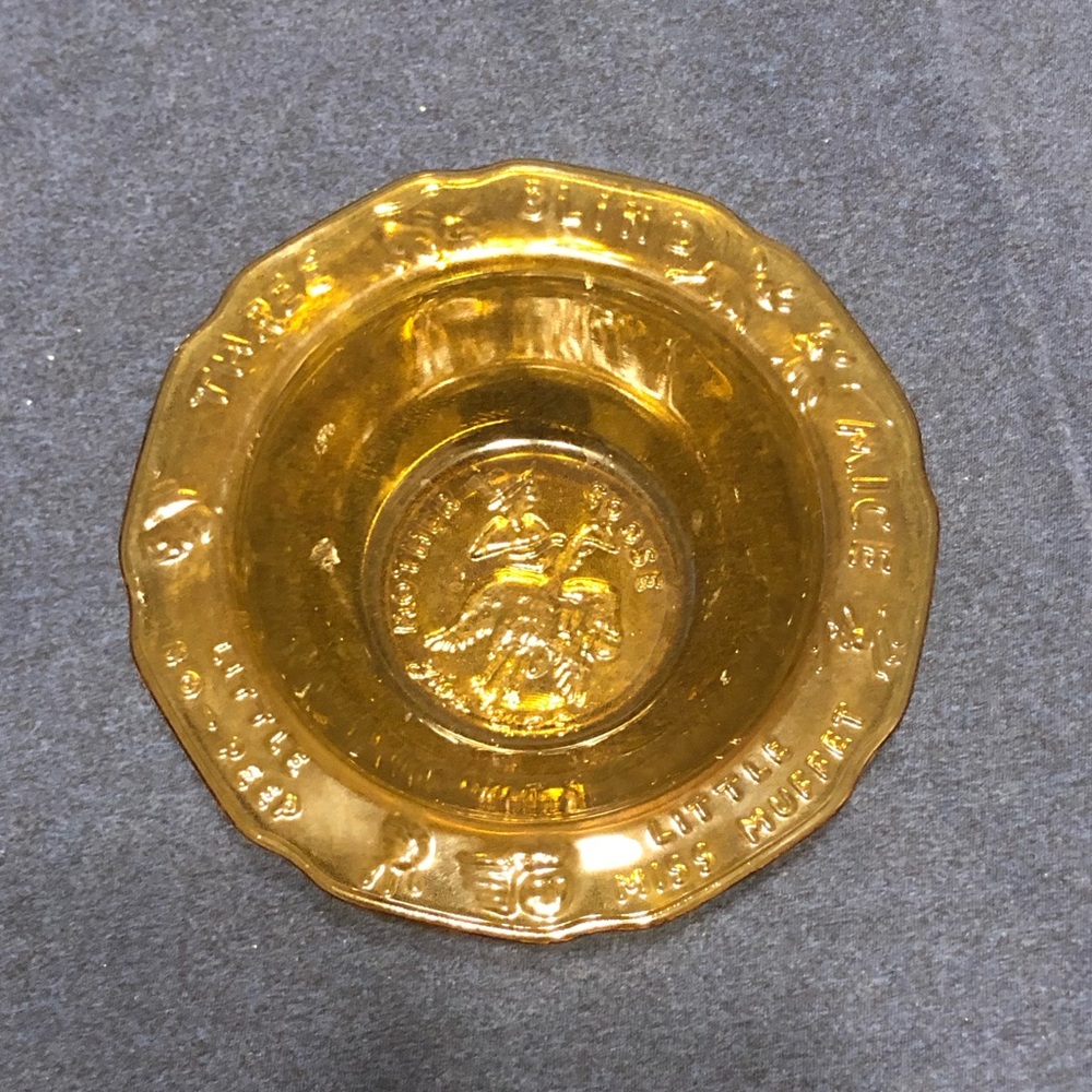 Vintage tiara amber cereal bowl with nursery rhymes